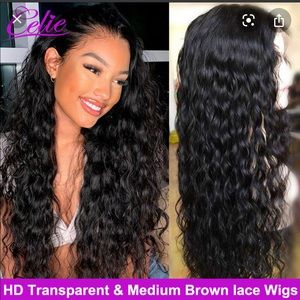 Transparent lace wig 18 inch human hair